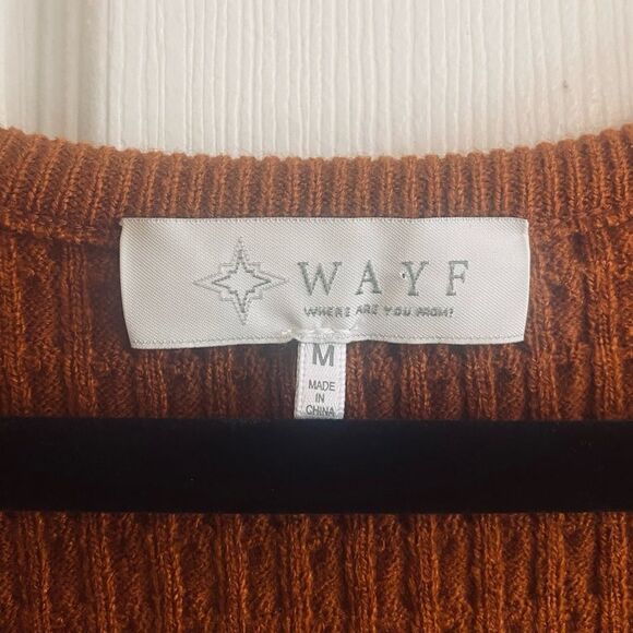 WAYF Square Neck Ruffle Peplum Sweater Top - Rust M - Picture 4 of 10